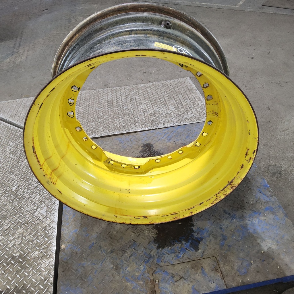 15"W x 30"D, John Deere Yellow 12-Hole Waffle Wheel (Groups of 3 bolts)
