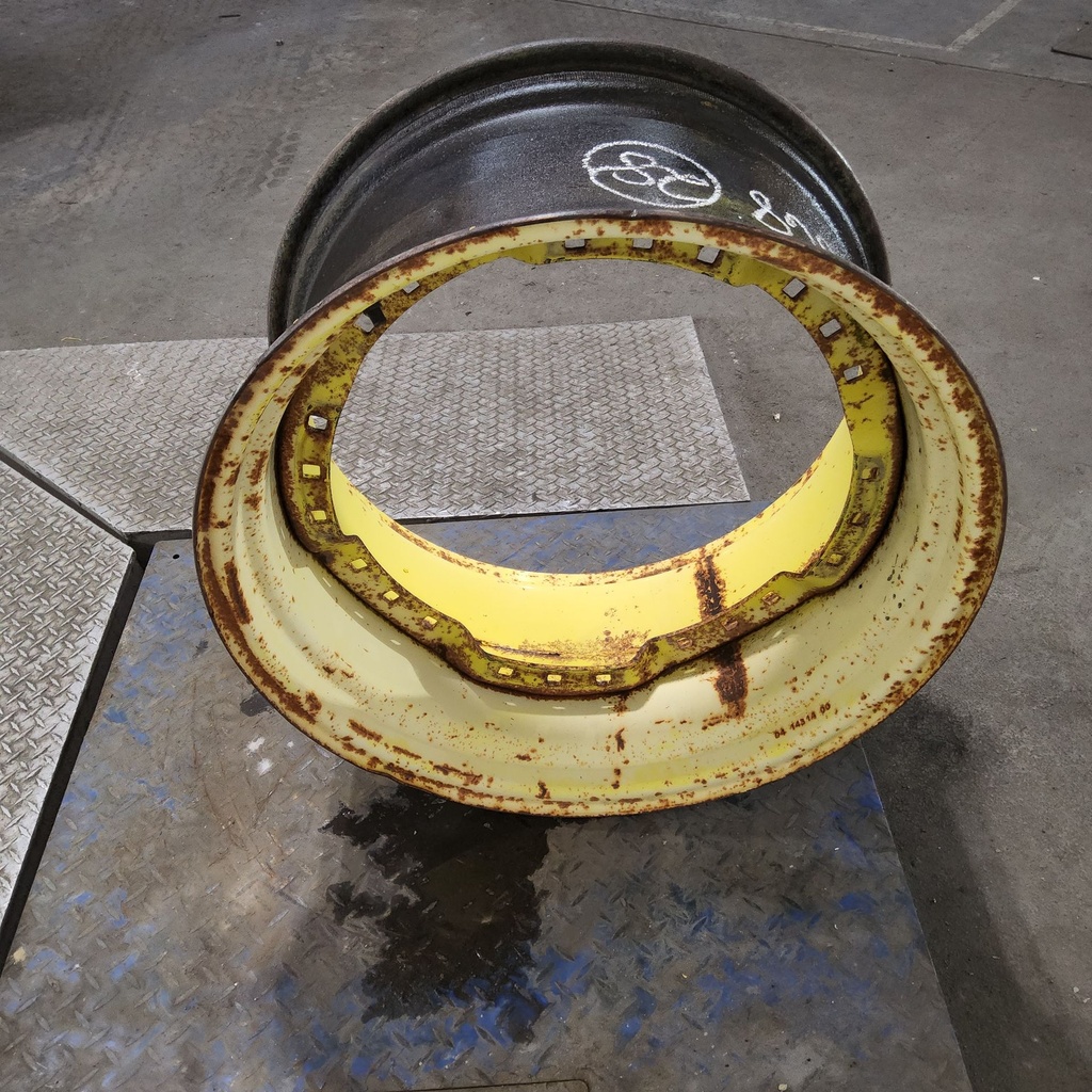 15"W x 28"D, John Deere Yellow 12-Hole Waffle Wheel (Groups of 3 bolts)