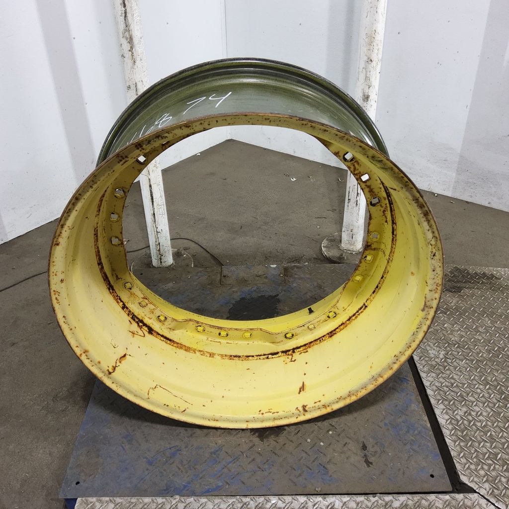 16"W x 34"D, John Deere Yellow 12-Hole Waffle Wheel (Groups of 3 bolts)