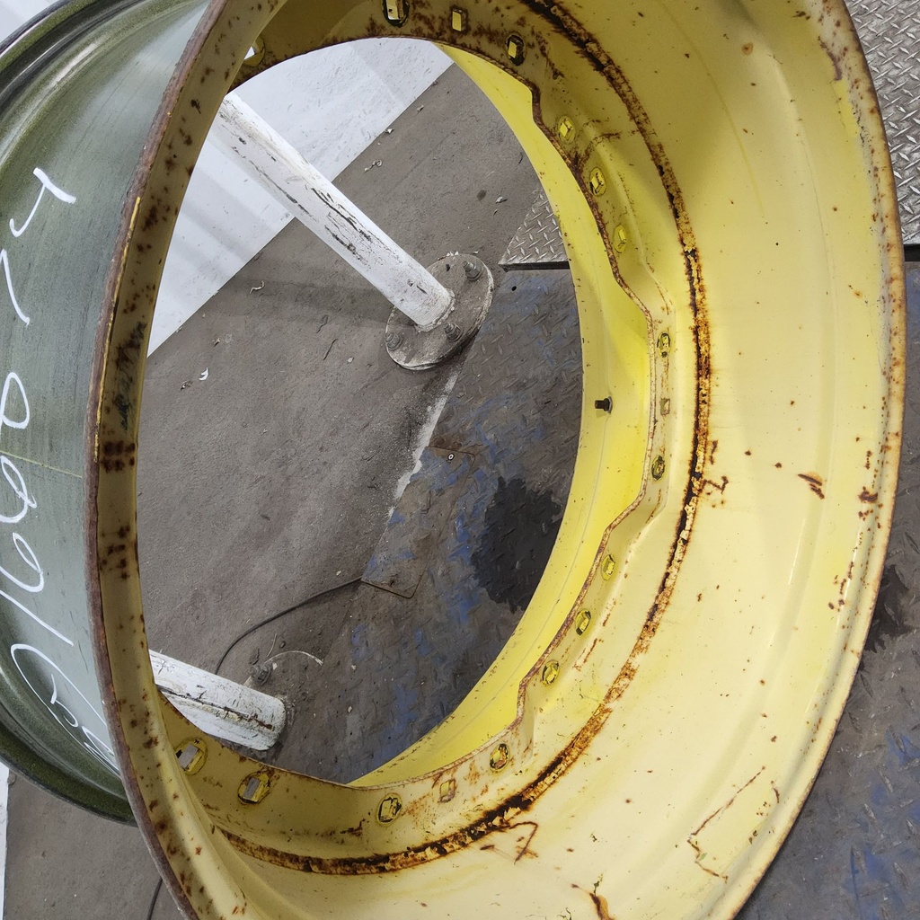 16"W x 34"D, John Deere Yellow 12-Hole Waffle Wheel (Groups of 3 bolts)
