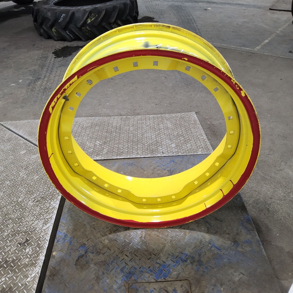 13"W x 34"D, John Deere Yellow 12-Hole Waffle Wheel (Groups of 3 bolts)