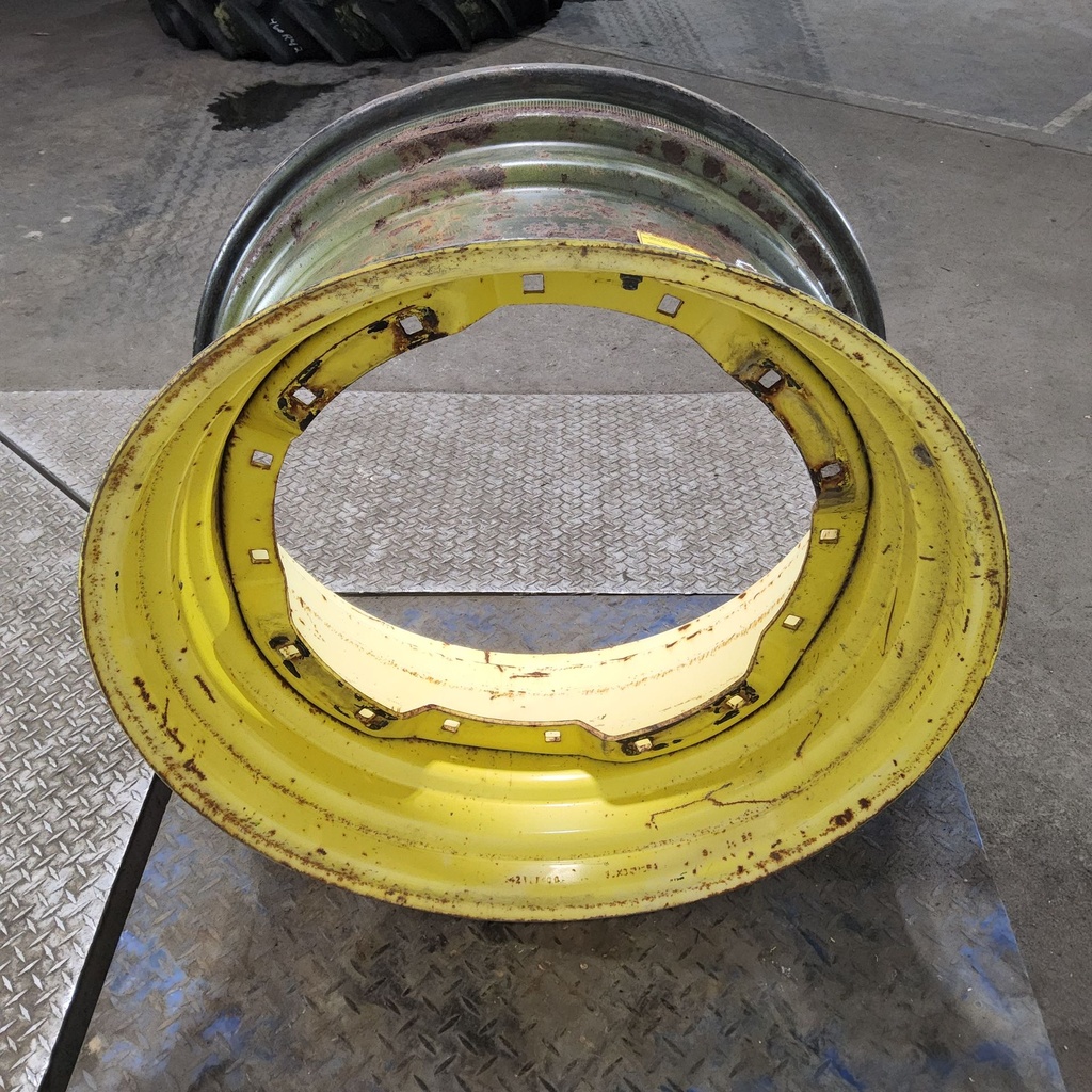 15"W x 30"D, John Deere Yellow 12-Hole Waffle Wheel (Groups of 2 Bolts)