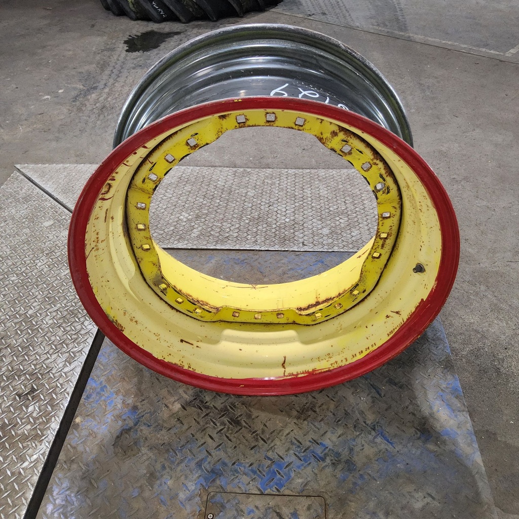 15"W x 30"D, John Deere Yellow 12-Hole Waffle Wheel (Groups of 3 bolts)