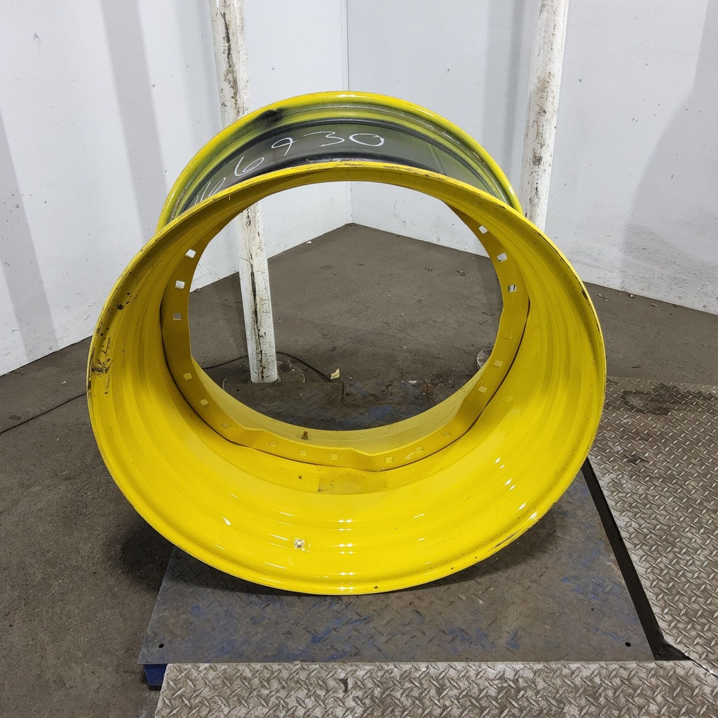 20"W x 34"D, John Deere Yellow 12-Hole Waffle Wheel (Groups of 2 Bolts) , -3.75" Offset
