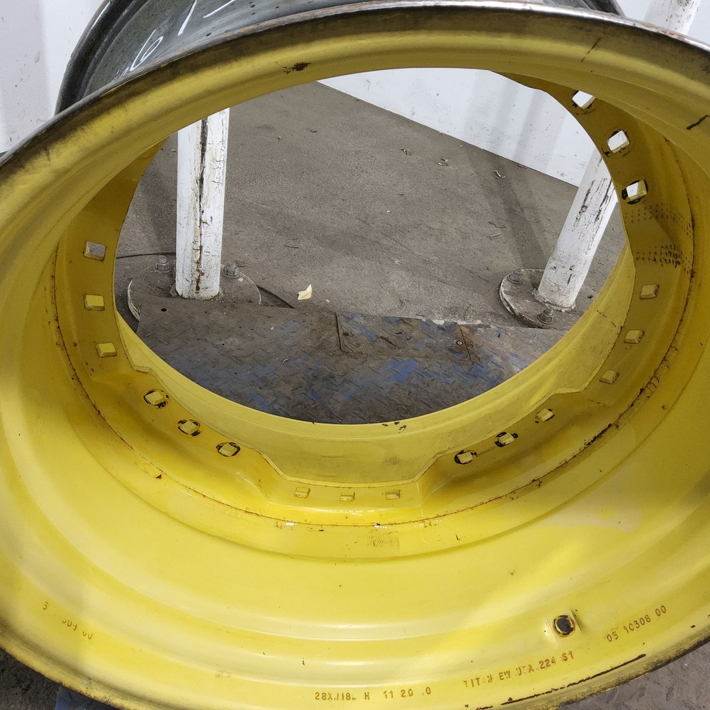 18"W x 28"D, John Deere Yellow 12-Hole Waffle Wheel (Groups of 3 bolts)