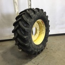 540/65R28 Michelin Multibib R-1W on John Deere Yellow 10-Hole Formed Plate 80%