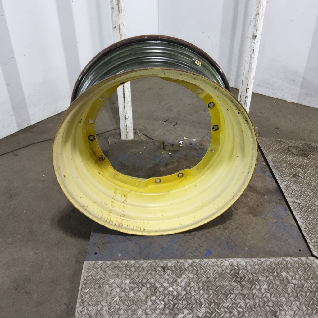 15"W x 30"D, John Deere Yellow 12-Hole Waffle Wheel (Groups of 2 Bolts) , 7.88" Offset
