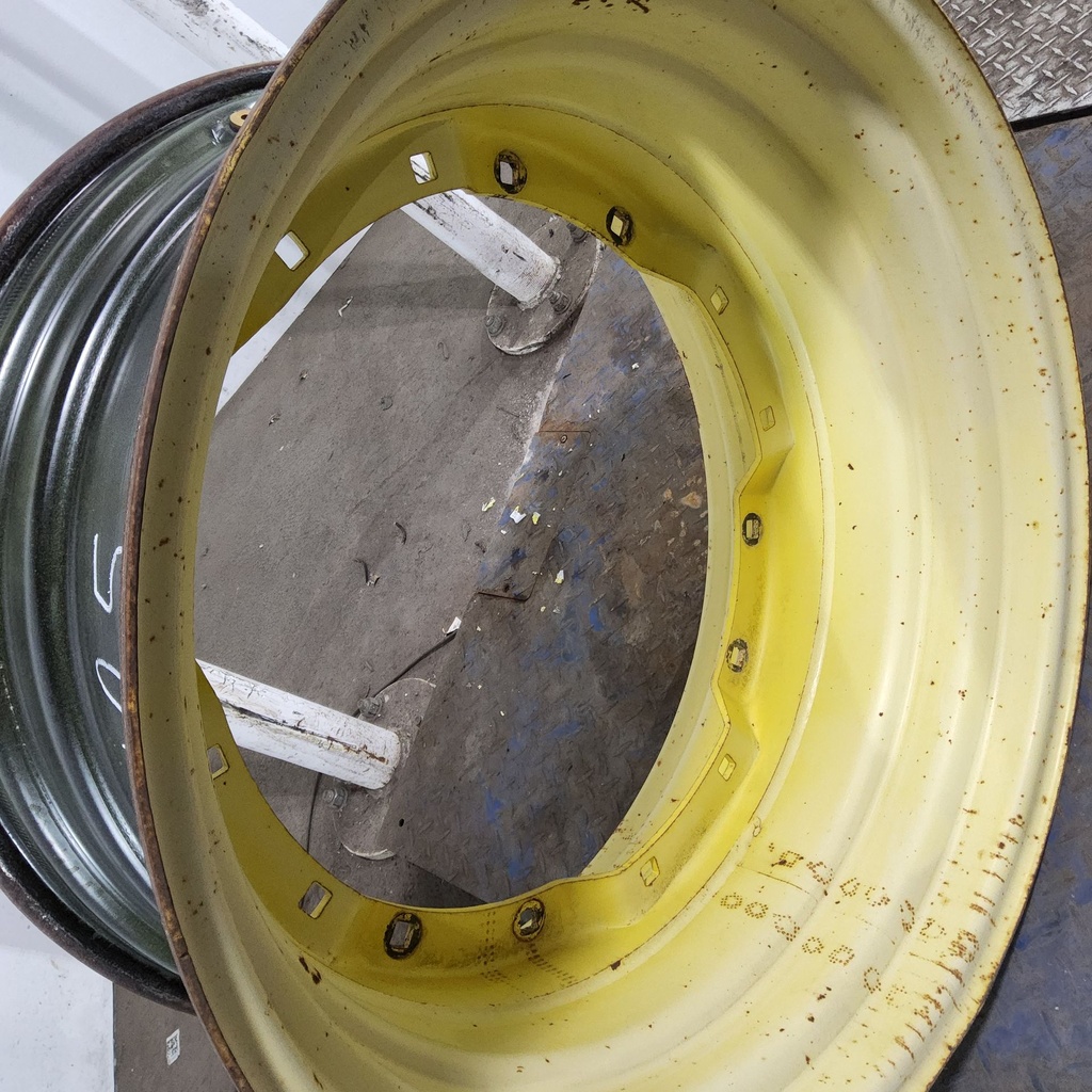 15"W x 30"D, John Deere Yellow 12-Hole Waffle Wheel (Groups of 2 Bolts) , 7.88" Offset