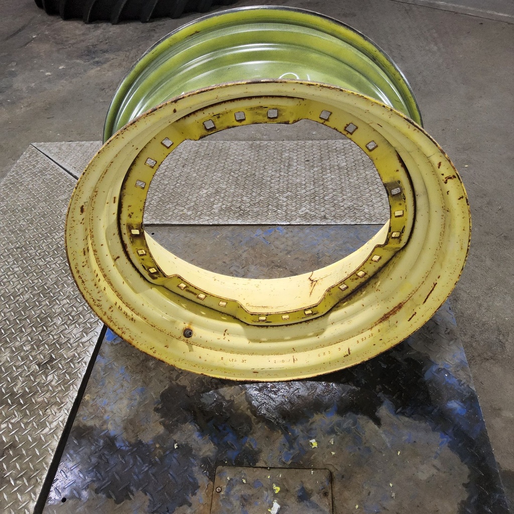 13"W x 30"D, John Deere Yellow 12-Hole Waffle Wheel (Groups of 3 bolts)