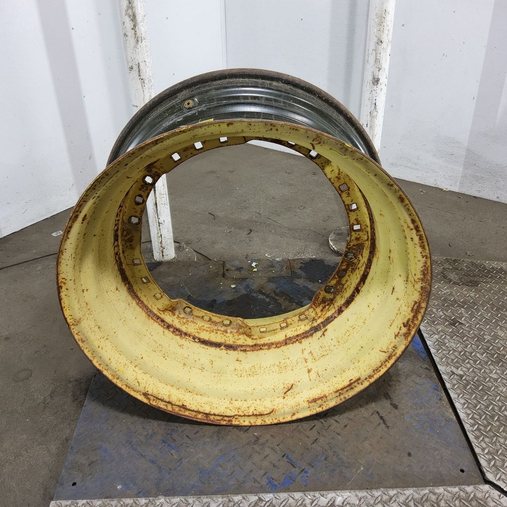 15"W x 30"D, John Deere Yellow 12-Hole Waffle Wheel (Groups of 3 bolts)