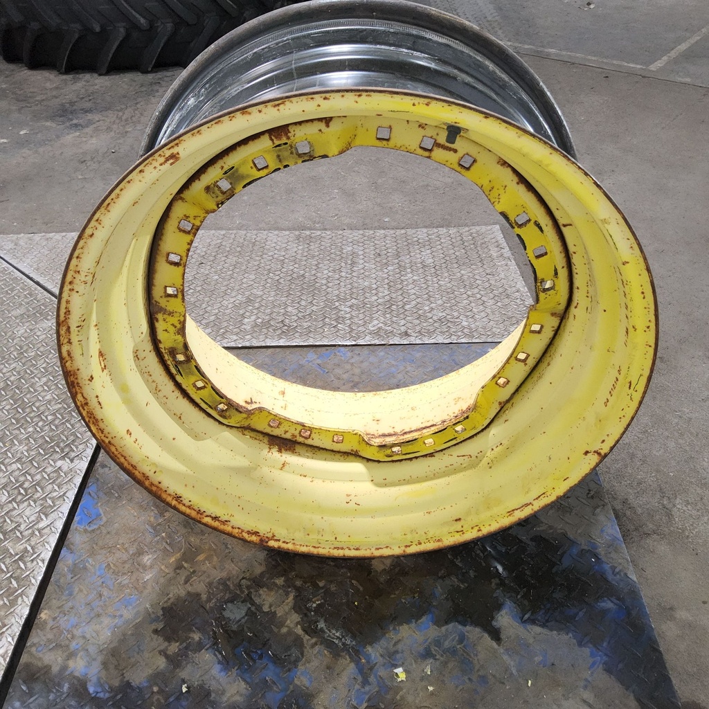 15"W x 30"D, John Deere Yellow 12-Hole Waffle Wheel (Groups of 3 bolts)