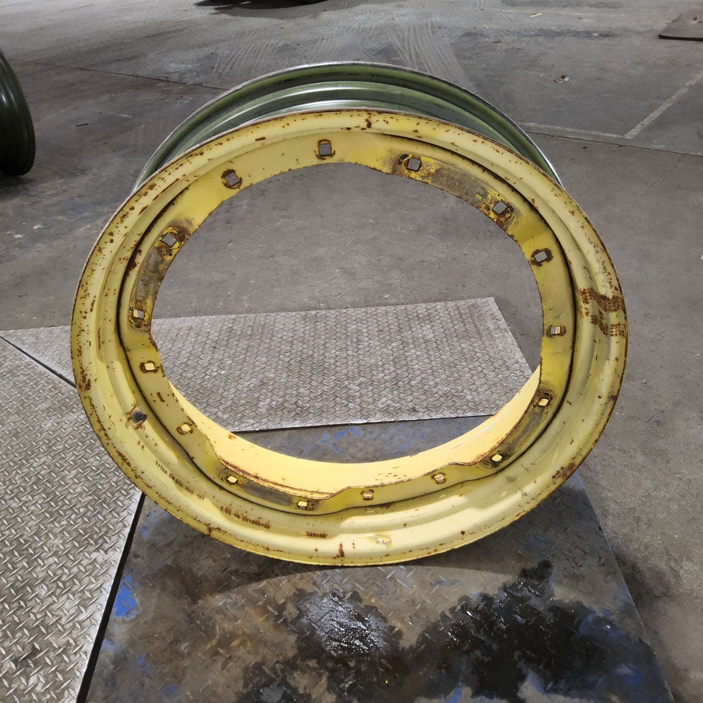 10"W x 34"D, John Deere Yellow 8-Hole Waffle Wheel (Groups of 2 Bolts)