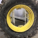 18.4/-34 Firestone Super All Traction 23 R-1 on John Deere Yellow 8-Hole Rim with Clamp/U-Clamp (groups of 2 bolts) 99%