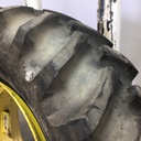 18.4/-34 Firestone Super All Traction 23 R-1 on John Deere Yellow 8-Hole Rim with Clamp/U-Clamp (groups of 2 bolts) 99%