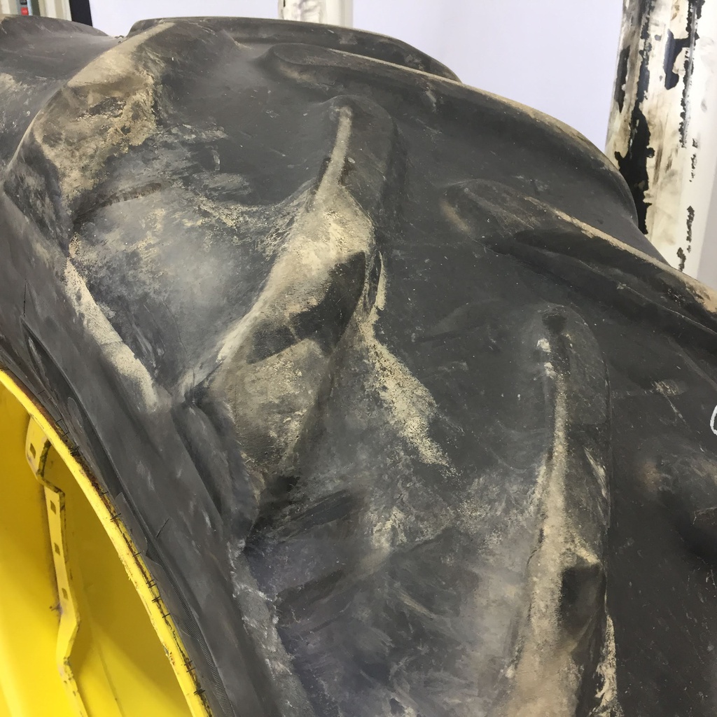 480/70R34 Michelin OmniBib R-1W on John Deere Yellow 8-Hole Waffle Wheel (Groups of 2 bolts) 30%