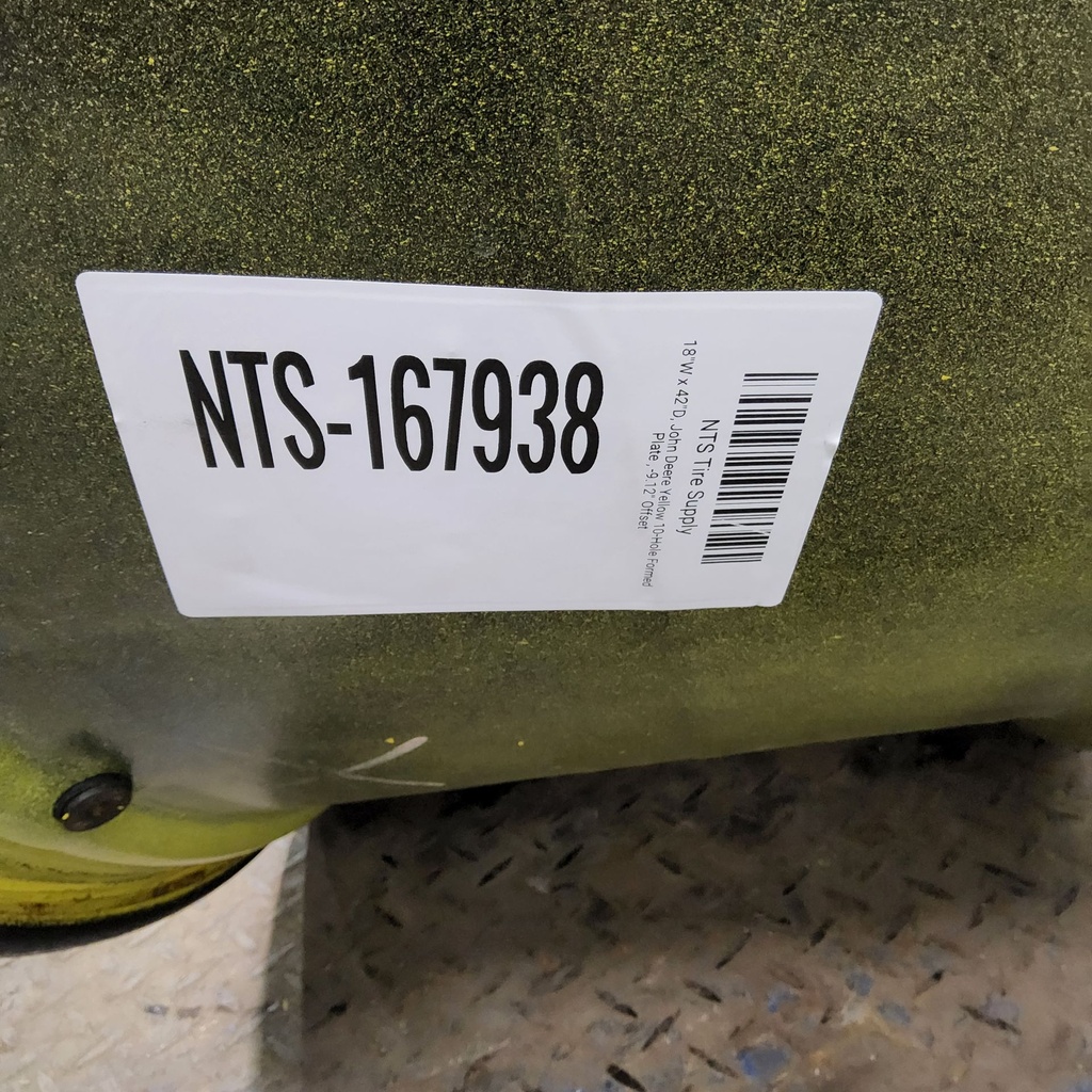 18"W x 42"D, John Deere Yellow 10-Hole Formed Plate , -9.12" Offset
