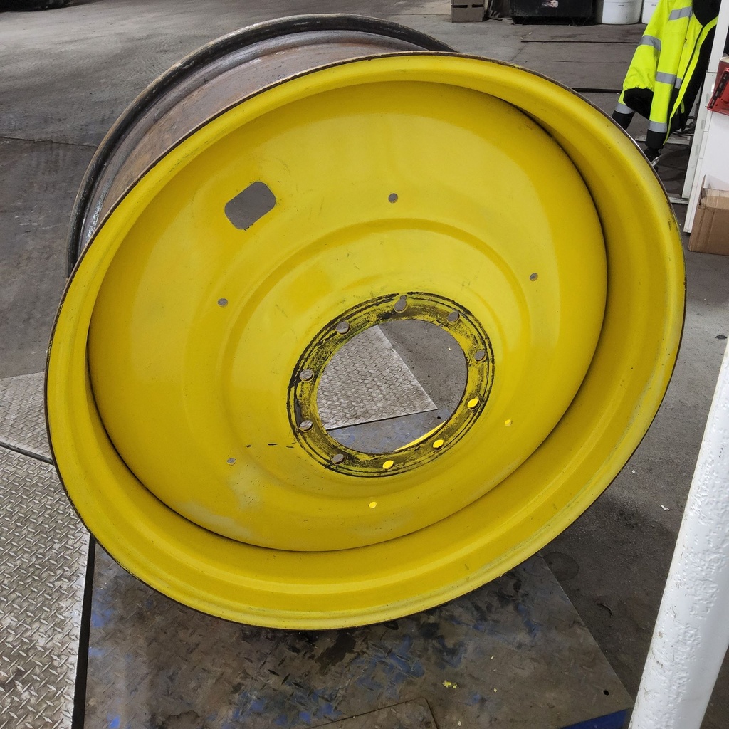 18"W x 42"D, John Deere Yellow 10-Hole Formed Plate , -9.25" Offset