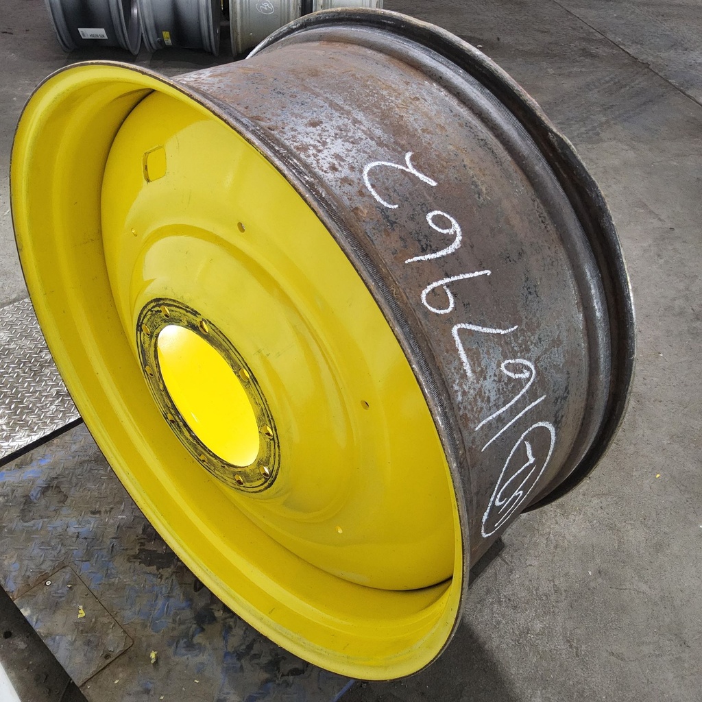 18"W x 42"D, John Deere Yellow 10-Hole Formed Plate , -9.25" Offset