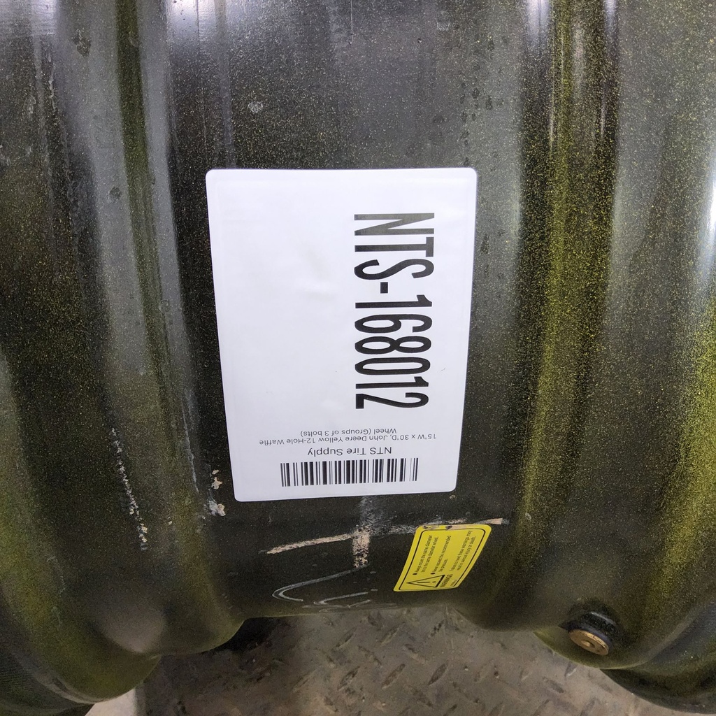 15"W x 30"D, John Deere Yellow 12-Hole Waffle Wheel (Groups of 3 bolts)