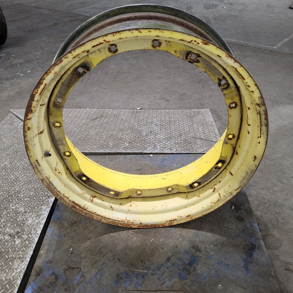 13"W x 34"D, John Deere Yellow 8-Hole Waffle Wheel (Groups of 2 Bolts)