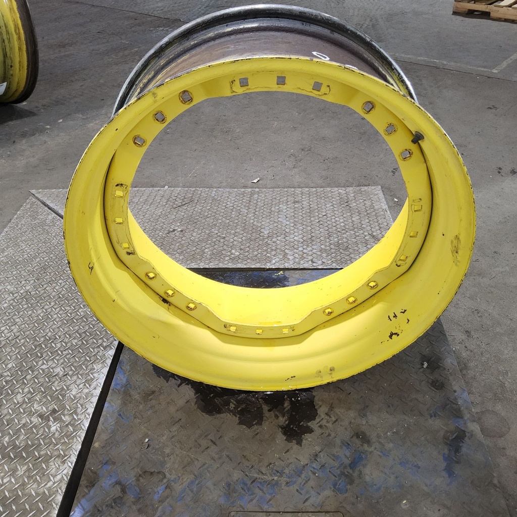 15"W x 34"D, John Deere Yellow 12-Hole Waffle Wheel (Groups of 3 bolts)