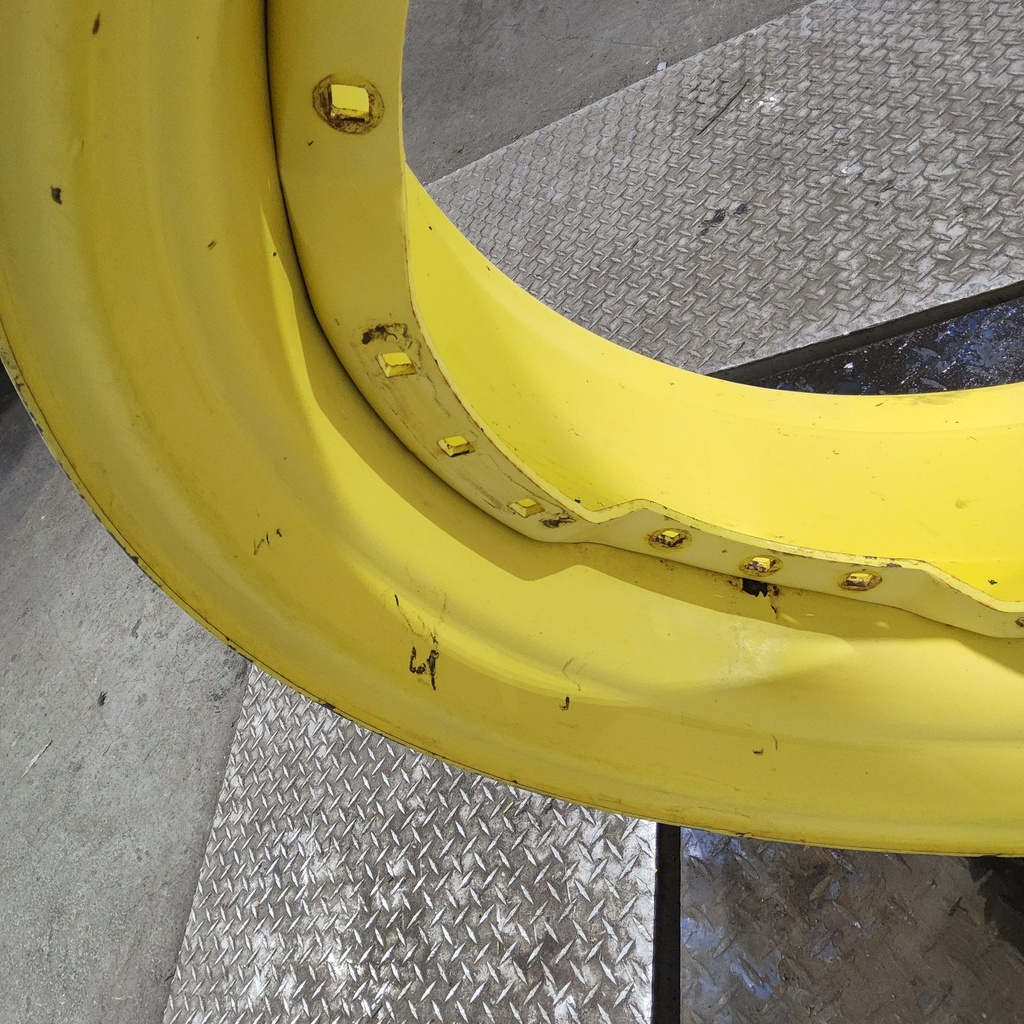 15"W x 34"D, John Deere Yellow 12-Hole Waffle Wheel (Groups of 3 bolts)