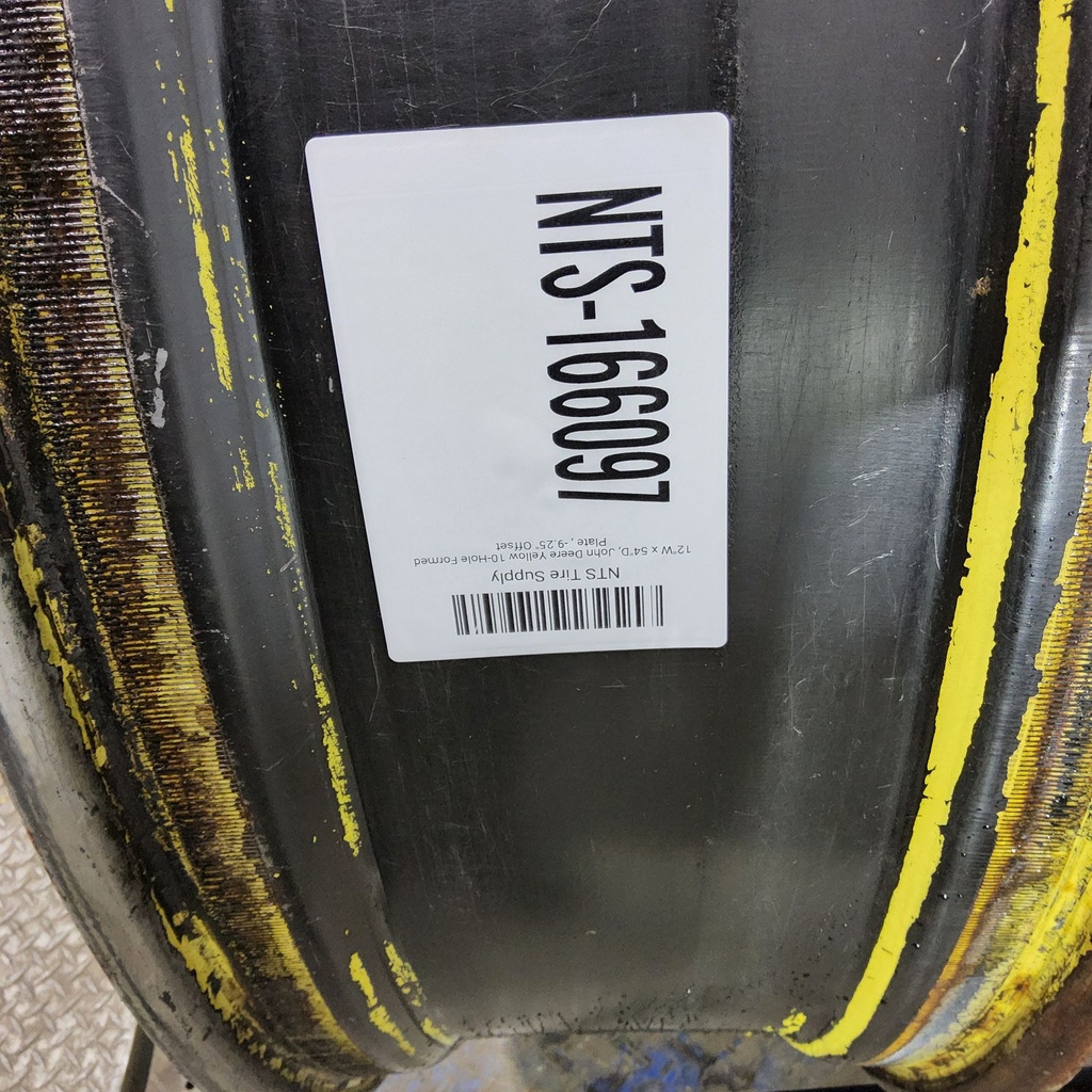 12"W x 54"D, John Deere Yellow 10-Hole Formed Plate , -9.25" Offset