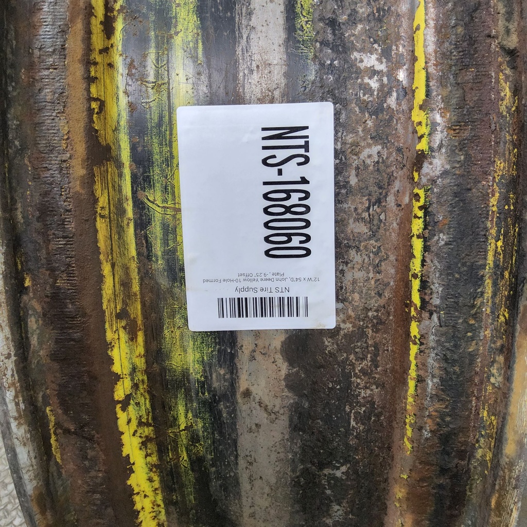 12"W x 54"D, John Deere Yellow 10-Hole Formed Plate , -9.25" Offset
