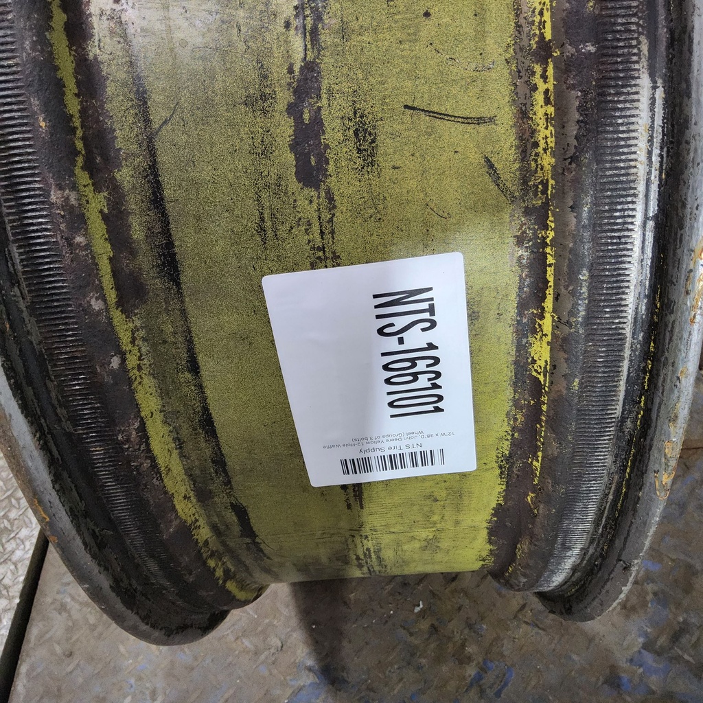 12"W x 38"D, John Deere Yellow 12-Hole Waffle Wheel (Groups of 3 bolts)