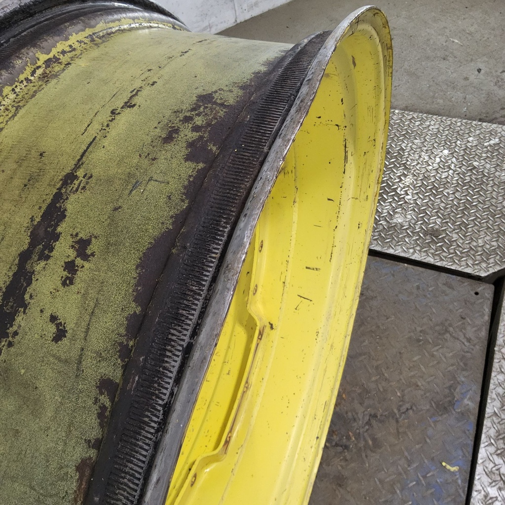 12"W x 38"D, John Deere Yellow 12-Hole Waffle Wheel (Groups of 3 bolts)