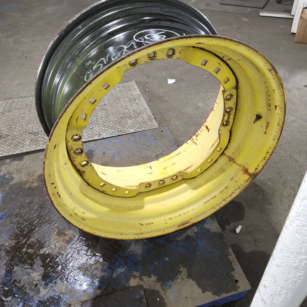 15"W x 30"D, John Deere Yellow 12-Hole Waffle Wheel (Groups of 3 bolts)
