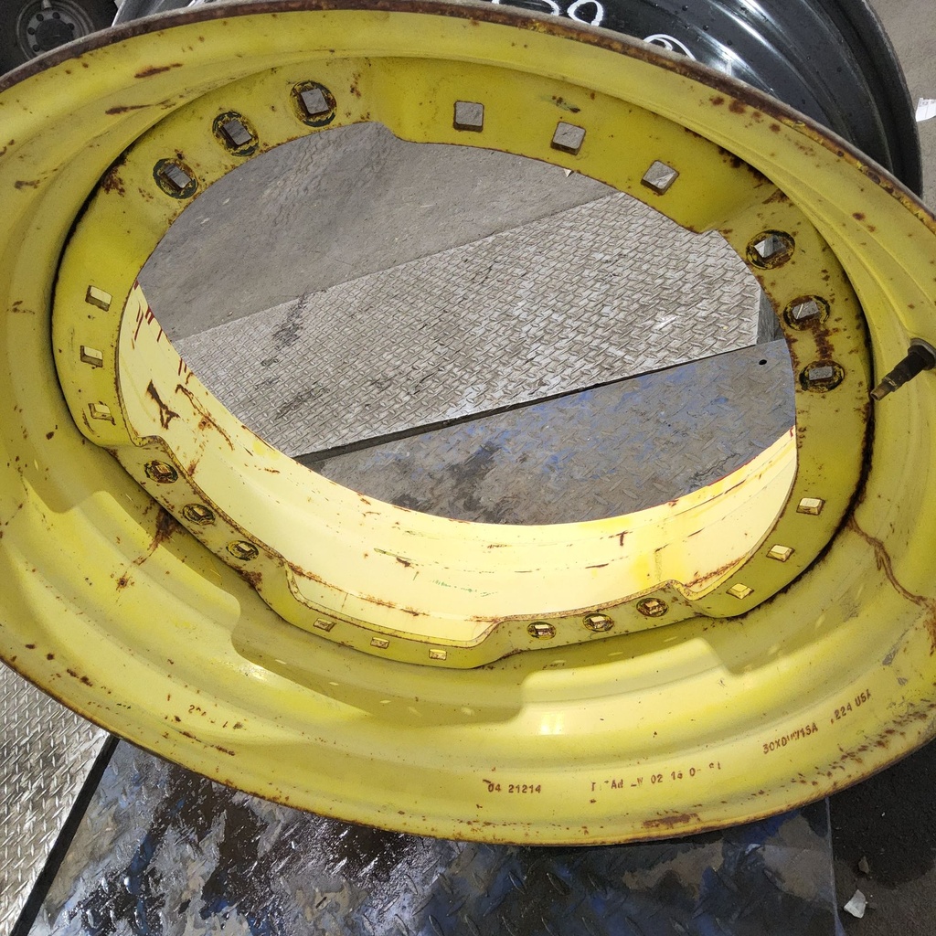 15"W x 30"D, John Deere Yellow 12-Hole Waffle Wheel (Groups of 3 bolts)