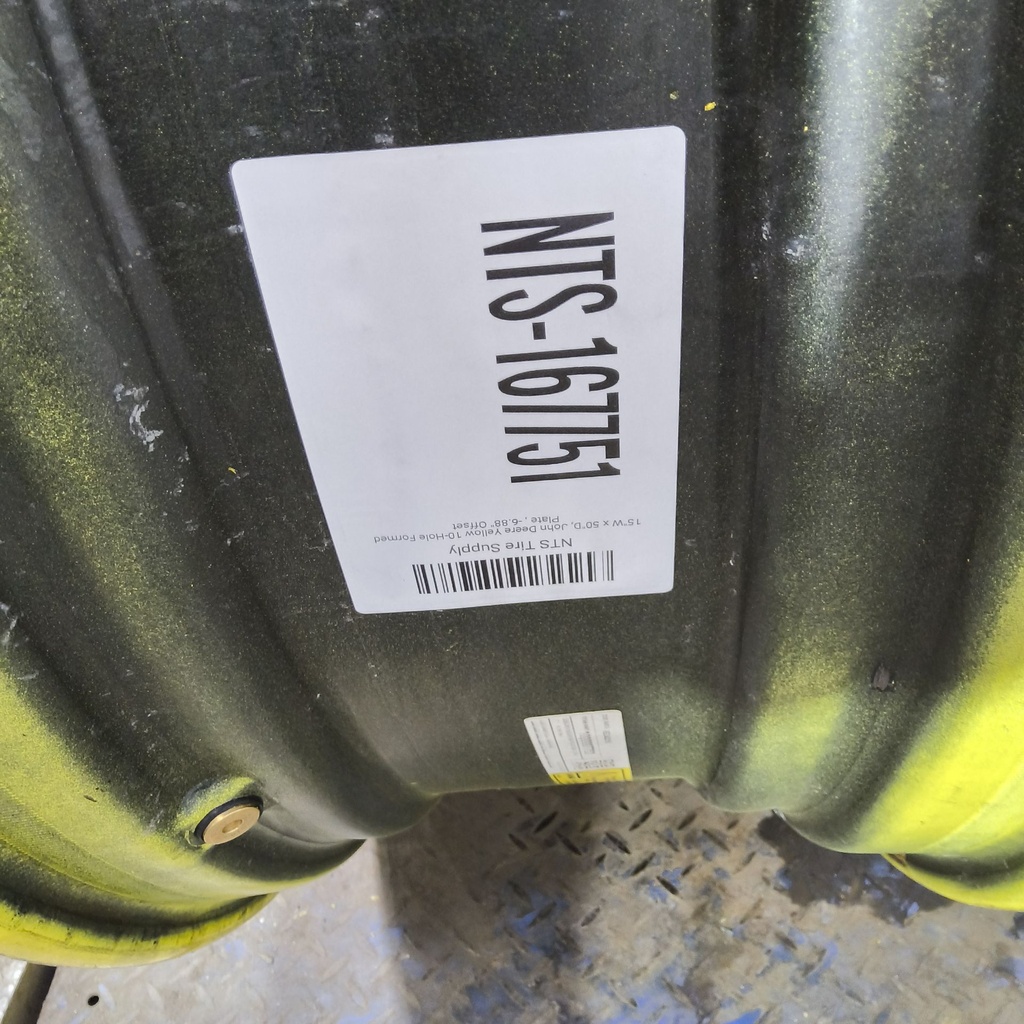 15"W x 50"D, John Deere Yellow 10-Hole Formed Plate , -6.88" Offset