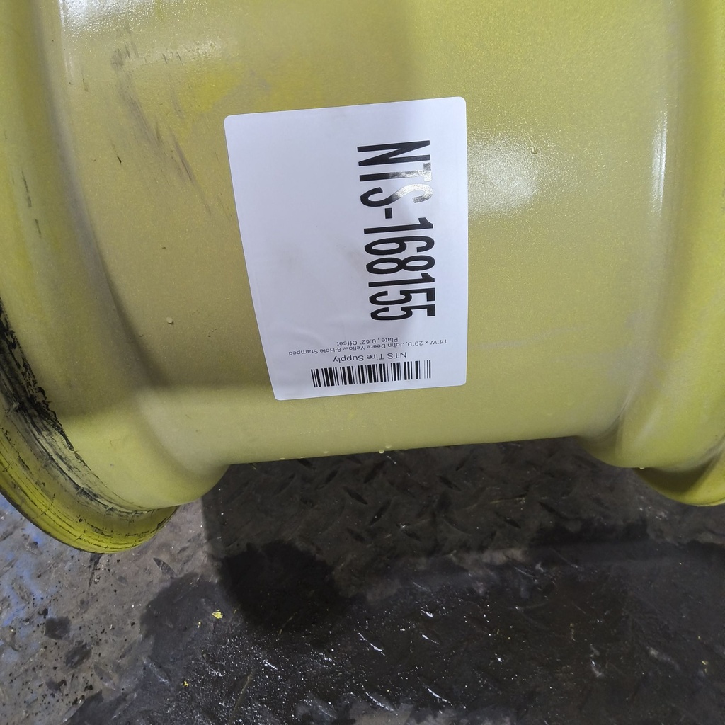 14"W x 20"D, John Deere Yellow 8-Hole Stamped Plate , 0.62" Offset