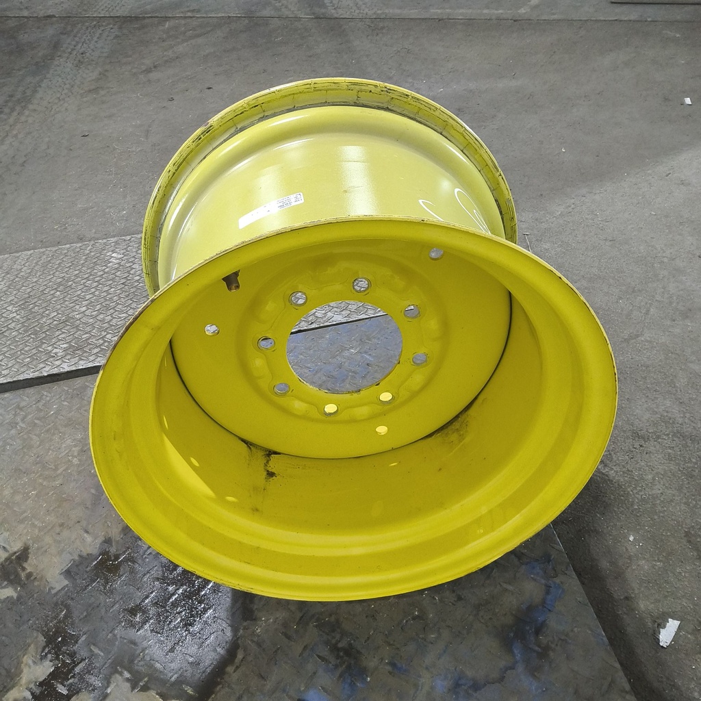 14"W x 20"D, John Deere Yellow 8-Hole Stamped Plate , 0.62" Offset