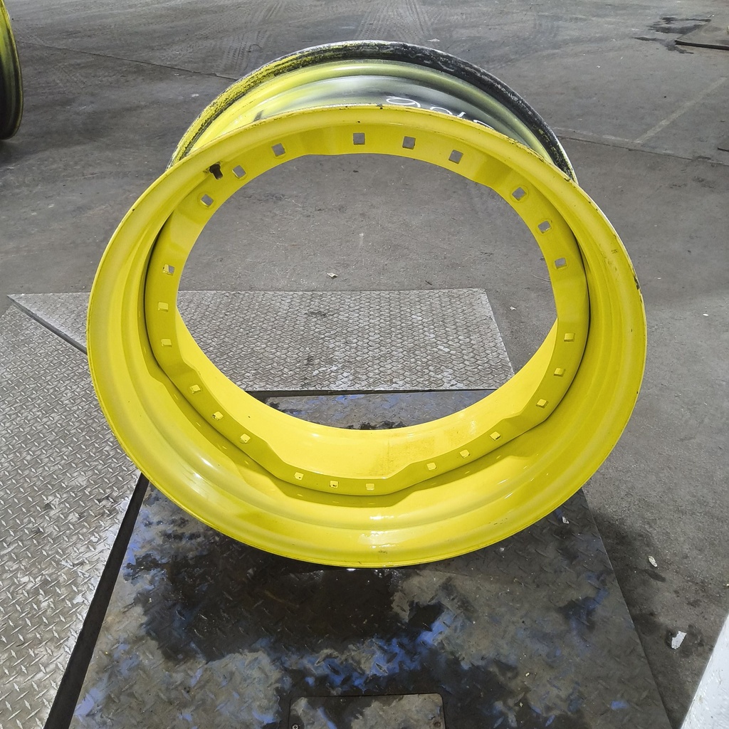 15"W x 34"D, John Deere Yellow 12-Hole Waffle Wheel (Groups of 3 bolts)