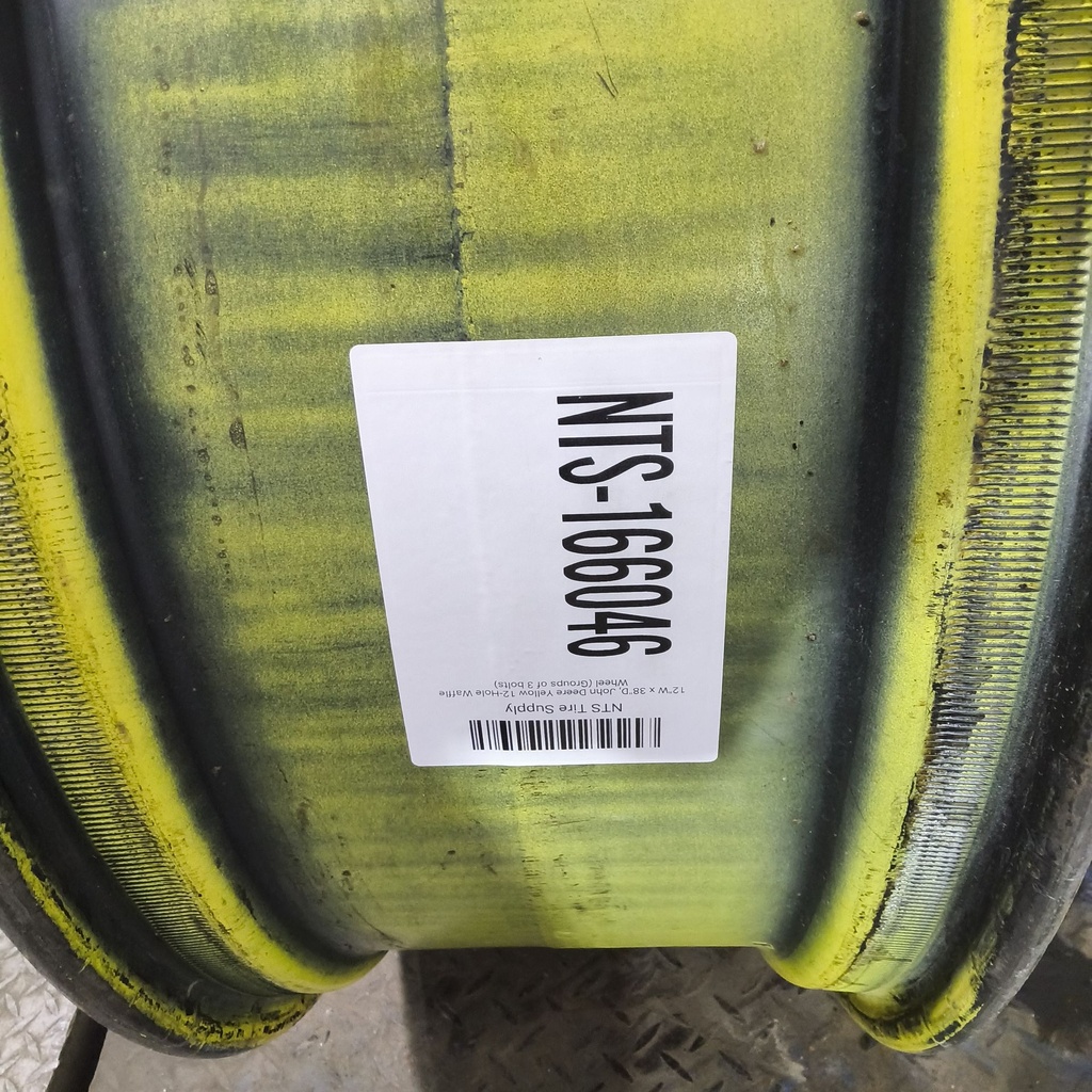 12"W x 38"D, John Deere Yellow 12-Hole Waffle Wheel (Groups of 3 bolts)