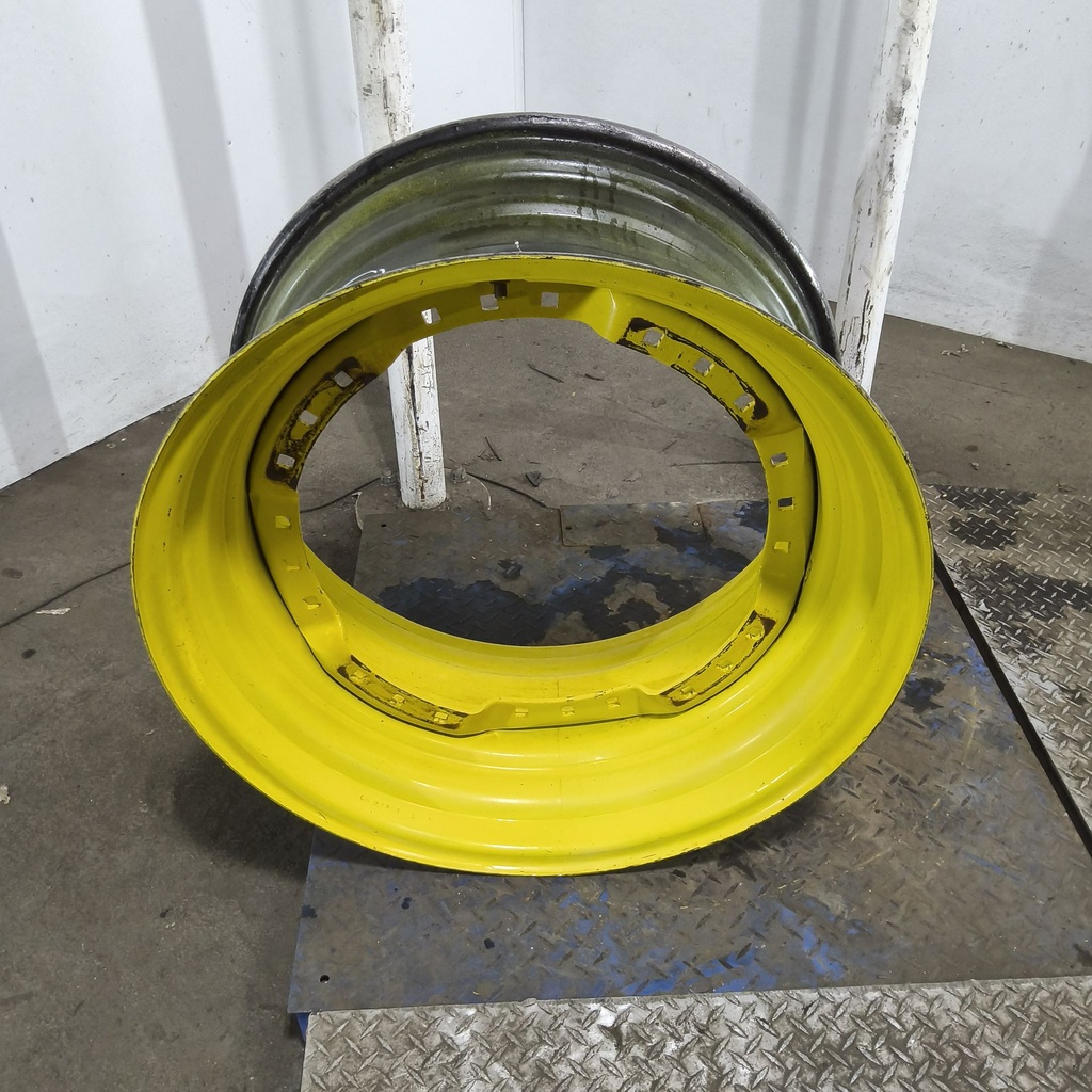 15"W x 30"D, John Deere Yellow 12-Hole Waffle Wheel (Groups of 3 bolts)