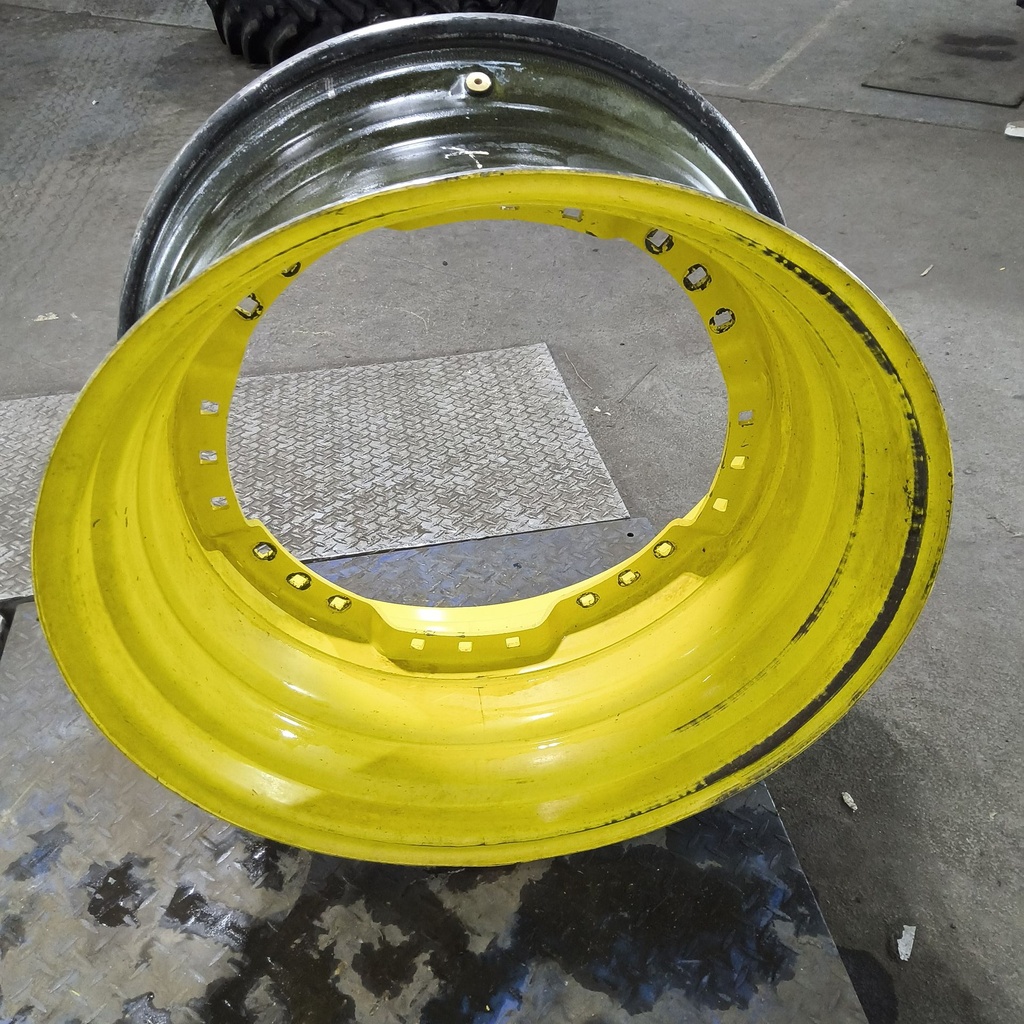 15"W x 30"D, John Deere Yellow 12-Hole Waffle Wheel (Groups of 3 bolts)