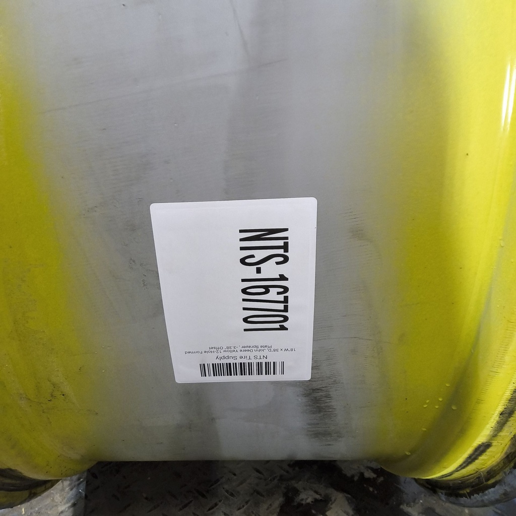 18"W x 38"D, John Deere Yellow 12-Hole Formed Plate Sprayer , -3.38" Offset