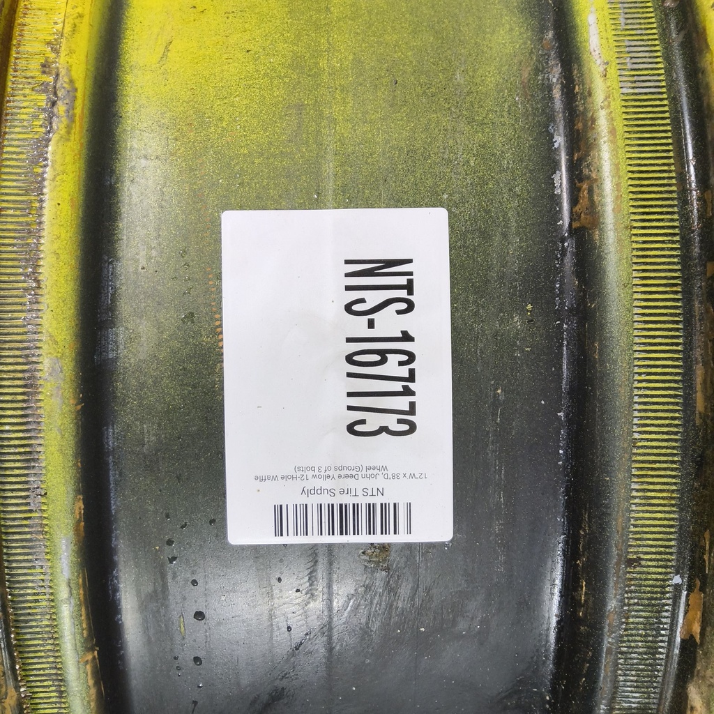 12"W x 38"D, John Deere Yellow 12-Hole Waffle Wheel (Groups of 3 bolts)