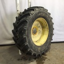 650/65R38 Continental AC65 Contract R-1W on John Deere Yellow 8-Hole Formed Plate W/Weight Holes 65%
