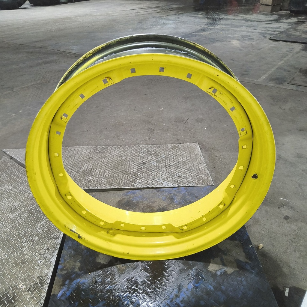 12"W x 38"D, John Deere Yellow 12-Hole Waffle Wheel (Groups of 3 bolts)