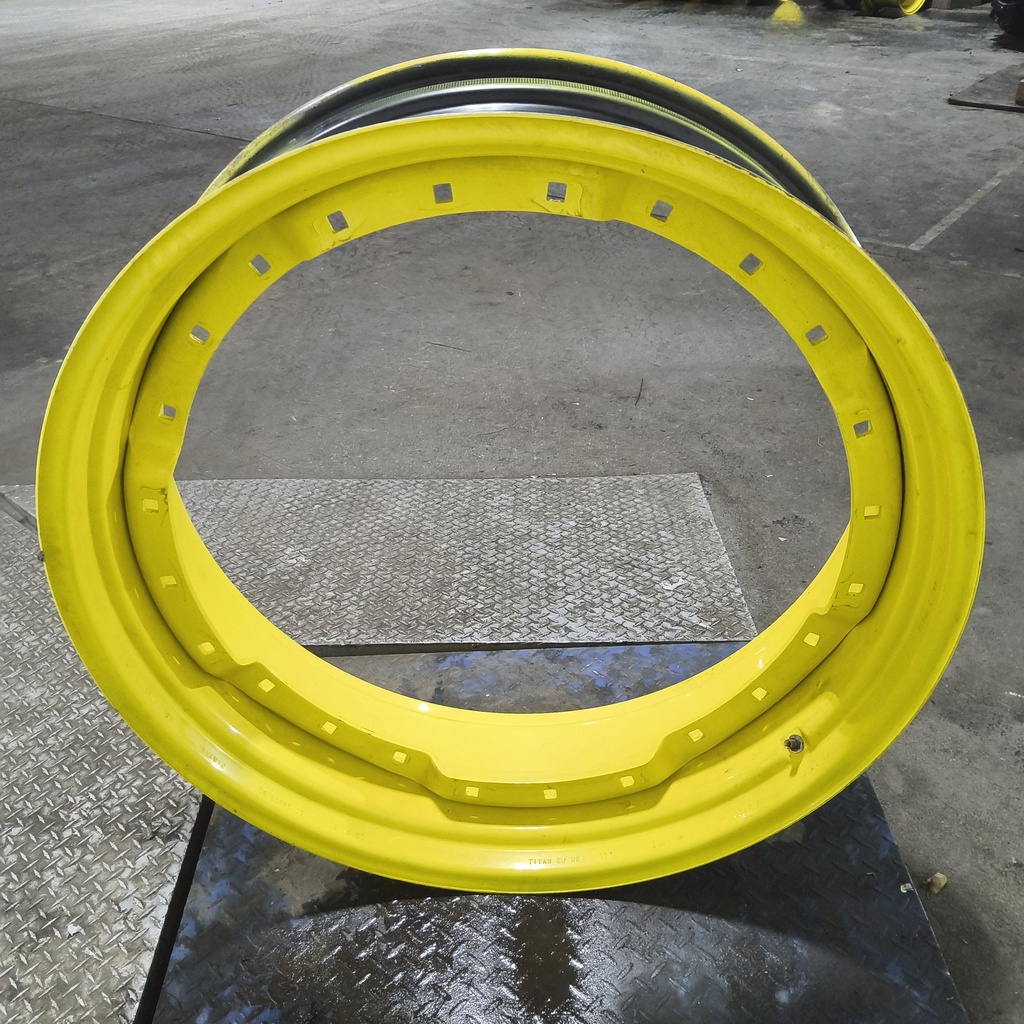 12"W x 38"D, John Deere Yellow 12-Hole Waffle Wheel (Groups of 3 bolts)
