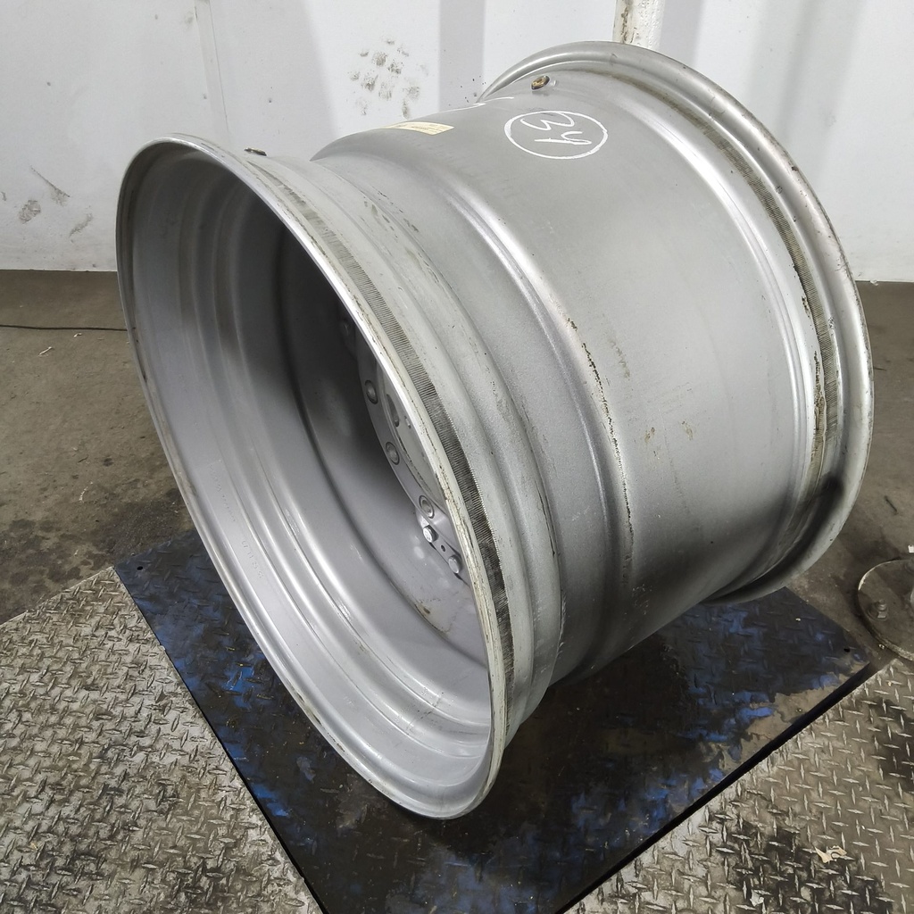 23"W x 34"D, Case IH Silver Mist 12-Hole Waffle Wheel (Groups of 3 bolts) , -3.38" Offset