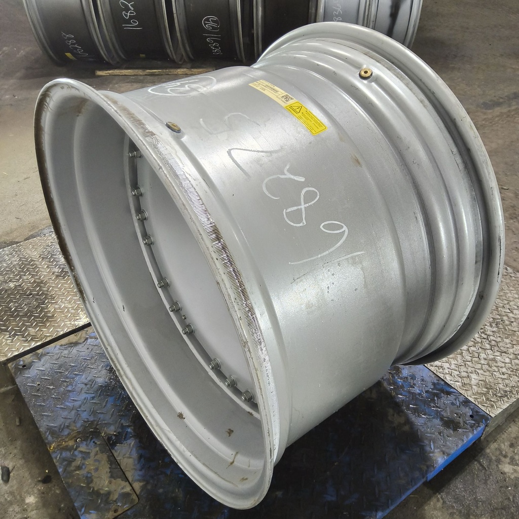 23"W x 34"D, Case IH Silver Mist 12-Hole Waffle Wheel (Groups of 3 bolts) , -3.38" Offset