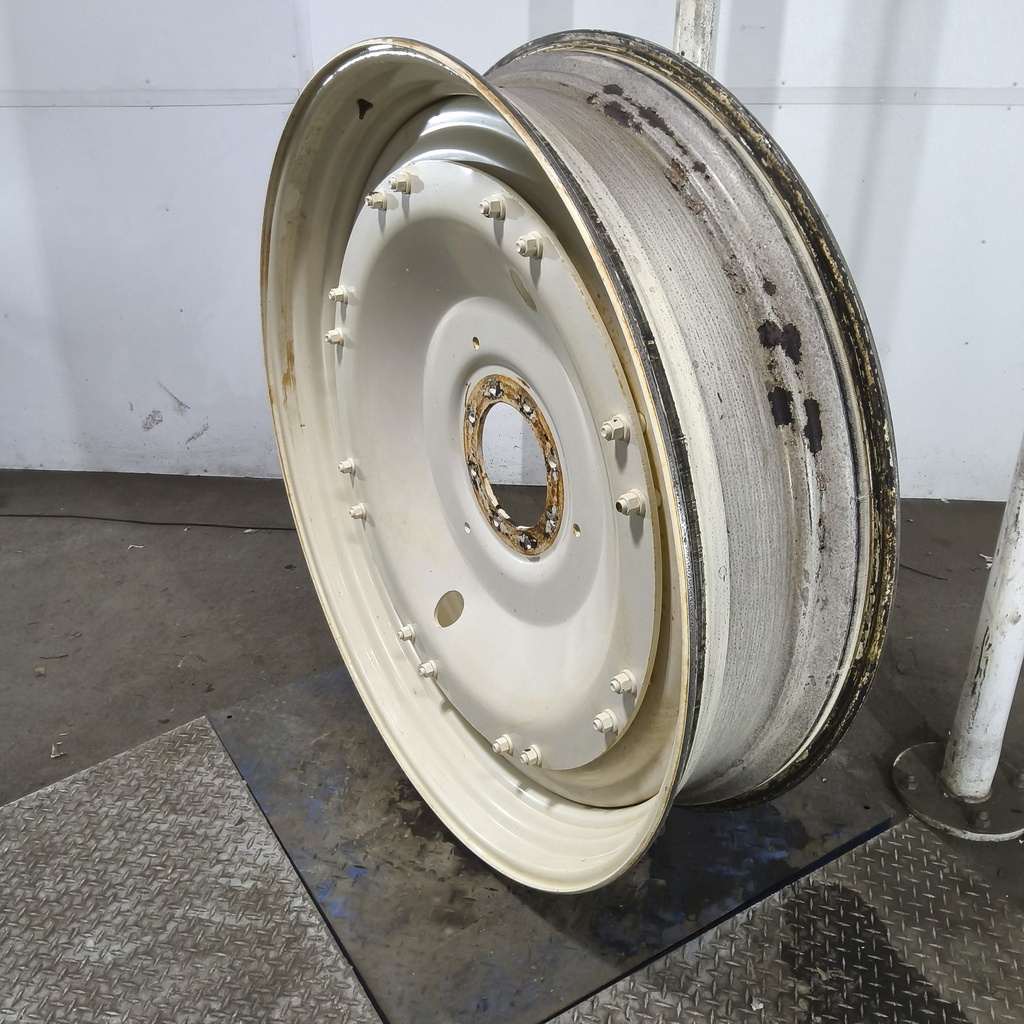 12"W x 50"D, Ford / New Holland White 16-Hole Stub Disc (groups of 2 bolts) , 1.75" Offset 50X12 stub disc wheels 8 hole with centers