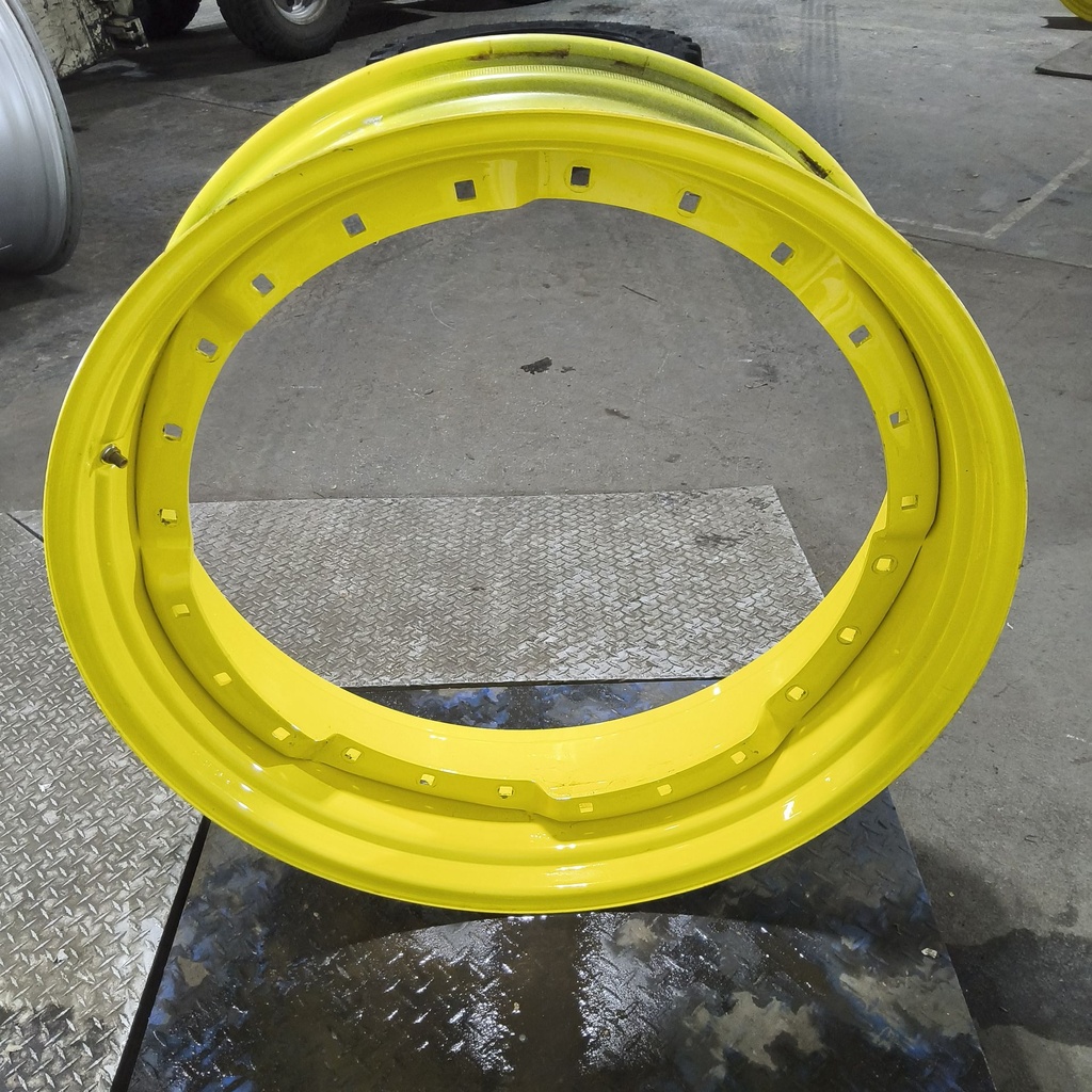 12"W x 38"D, John Deere Yellow 12-Hole Waffle Wheel (Groups of 3 bolts) , 6.38" Offset