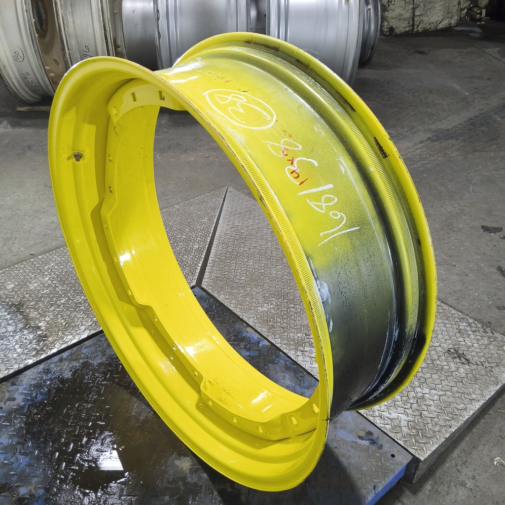12"W x 38"D, John Deere Yellow 12-Hole Waffle Wheel (Groups of 3 bolts) , 6.38" Offset