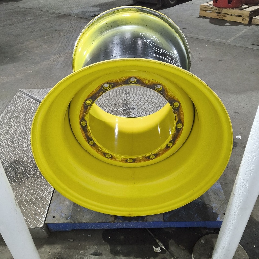36"W x 32"D, John Deere Yellow 12-Hole Formed Plate , -9.62" Offset
